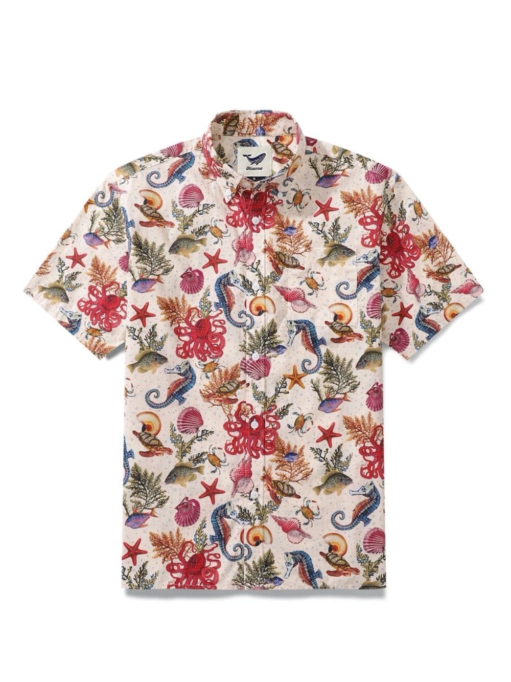 Yiume Hawaiian Shirt Marine Life Seahorse Octopus Cotton Men’s Size 4XL